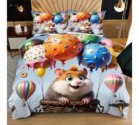 Fotmung Housse de Couette 200x200 Hamster Coloré, 1 Housse de Couette + 2 Taies D'oreillers, Séchant Rapide, Doux au Toucher et Léger, Crée Une Atmosphère Chaleureuse pour Le Lit Q368