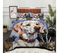 Fotmung Parure de Couette Grand Lit 220x240 cm Chien en 3D Coloré, Ensemble de Lit 3 Pièces en Microfibre, Duvet 4 Saisons en Coton, 2 Taies d'oreiller 65x65 cm, Luxe et Confort Absolu-C102