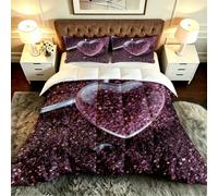 Fotmung Parure de Couette Grand Lit 220x240 cm Fille Cœur 3D, Ensemble de Lit 3 Pièces en Microfibre, Duvet 4 Saisons en Coton, 2 Taies d'oreiller 65x65 cm, Luxe et Confort Absolu-F88