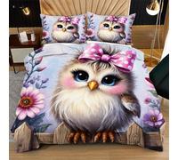 Fotmung Parure de Lit 160x200 Enfant Oiseau Coloré, Housse de Couette 160x200 cm avec 2 Taies d'oreiller 65x65 cm, Ensemble de Literie pour Adulte Enfant avec Fermeture Éclair Q183