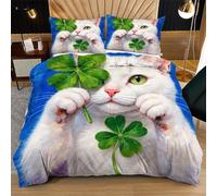 Fotmung Parure de Lit 220x240 Chat Porte-Bonheur, Microfibre Respirable avec Imprimés 3D, Résistant aux Décolorations, Facile à Entretenir, Améliore l'Esthétique Minimale de la Chambre R334