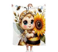 Fotmung Plaid Polaire 150 x 200 Abeille Florale, Impression 3D Flanelle Couverture Polaire en Microfibre pour Adultes 150x200 cm, Couverture Plaid Lit Jeté de Canapé Légère et Doux P67