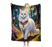 Fotmung Plaid Polaire 150 x 200 Animal Chat, Impression 3D Flanelle Couverture Polaire en Microfibre pour Adultes 150x200 cm, Couverture Plaid Lit Jeté de Canapé Légère et Doux B120