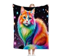 Fotmung Plaid Polaire 150 x 200 Chat Coloré, Impression 3D Flanelle Couverture Polaire en Microfibre pour Adultes 150x200 cm, Couverture Plaid Lit Jeté de Canapé Légère et Doux P11