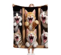 Fotmung Plaid Polaire 150 x 200 Chat D'Animation pour Enfants, Impression 3D Flanelle Couverture Polaire en Microfibre pour Adultes 150x200 cm, Couverture Plaid Lit Jeté de Canapé Légère et Doux-A3