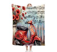 Fotmung Plaid Polaire 150 x 200 Moto Rouge, Impression 3D Flanelle Couverture Polaire en Microfibre pour Adultes 150x200 cm, Couverture Plaid Lit Jeté de Canapé Légère et Doux R175