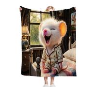 Fotmung Plaid Polaire 150 x 200 Souris Grise, Impression 3D Flanelle Couverture Polaire en Microfibre pour Adultes 150x200 cm, Couverture Plaid Lit Jeté de Canapé Légère et Doux R5