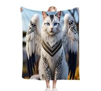 Fotmung Plaid Polaire 200x220 Chat Ailé, Couverture Impression 3D Jeté de Canapé, Plaid Canapé Grande Taille, Couverture Polaire Flanelle Moelleuse pour Cadeau Femme R25