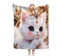 Fotmung Plaid Polaire 200x220 Chat Blanc, Couverture Impression 3D Jeté de Canapé, Plaid Canapé Grande Taille, Couverture Polaire Flanelle Moelleuse pour Cadeau Femme R163