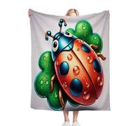 Fotmung Plaid Polaire 200x220 Coccinelle Rouge, Couverture Impression 3D Jeté de Canapé, Plaid Canapé Grande Taille, Couverture Polaire Flanelle Moelleuse pour Cadeau Femme R271