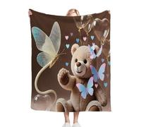 Fotmung Plaid Polaire 200x220 Ours Papillon, Couverture Impression 3D Jeté de Canapé, Plaid Canapé Grande Taille, Couverture Polaire Flanelle Moelleuse pour Cadeau Femme R17