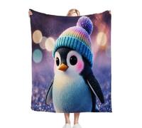 Fotmung Plaid Polaire 200x220 Pingouin Adorable, Couverture Impression 3D Jeté de Canapé, Plaid Canapé Grande Taille, Couverture Polaire Flanelle Moelleuse pour Cadeau Femme R137