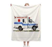 Fotmung Plaid Polaire 220x240 Ambulance en Animation 3D, pour Grands Lits, Couverture pour Deux Personnes, Décoration pour la Chambre, Chaude et Douce, Lavable en Machine et Résistant aux Usures-B16