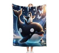 Fotmung Plaid Polaire 240x260 Adulte Animal Baleine, Flanelle Épaisse Peluche Couverture Lit 2 Personnes en Microfibre, Chaude Légère Jeté de Canapé Grande Taille pour Enfants B175