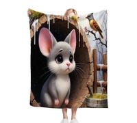 Fotmung Plaid Polaire Enfant 130x150 Souris Grise, Douce Flanelle Couverture de Lit 1 Personne en Microfibre, Chaude Plaid Jeté de Canapé Chambre Literie Couverture, 130x150 R27