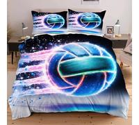 Fotmung Set de Couette 160x200 cm Ballon de Volley, 1 Housse de Couette + 2 Taies D'oreillers 65x65, pour Les Chambres d'Étudiants, Les Studios, Séchant Rapide et Doux sur la Peau E126