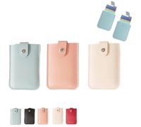 FOTN Organiseur de cartes de crédit extractible, pochette de rangement en cuir à fermeture à pression, petit porte-cartes portable fin, porte-cartes de visite empilable, portefeuille fin menthe, 1