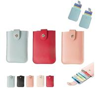FOTN Organiseur de cartes de crédit extractible, pochette de rangement en cuir à fermeture à pression, petit porte-cartes portable fin, porte-cartes de visite empilable, portefeuille fin menthe, 1