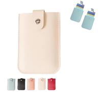 FOTN Organiseur de cartes de crédit extractible, pochette de rangement en cuir à fermeture à pression, petit porte-cartes portable fin, porte-cartes de visite empilable, portefeuille fin menthe, 1