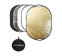 Fotocreat 149,9 cm × 200,7 cm (150 × 200 cm) 5 en 1 rond pliable Disc Réflecteur de lumière avec poignée (Doré/argenté/noir/blanc/translucide) pour photographie studio photo