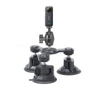 Fotoleey Support triple ventouse pour appareil photo Insta360 X4/X3/X2, Ace Pro, Ace, One RS, GoPro Hero 12/11/10, avec clip de téléphone compatible avec iPhone, Samsung Galaxy, Nokia, Google Smart