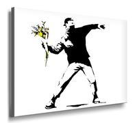 fotoleinwand24 Impression sur toile Style graffiti de Banksy Reproduction pop art déco Tendue sur encadrement 100 x 70 cm