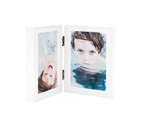 Cadre Photo Dépliable en Deux Cadre d'Image Décoration de Table Salon Salle de Séjour Chambre Maison Intérieur Blanc 2x(13x18 cm)