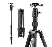 Fotopro 150CM Trépied de Voyage en Fibre de Carbone, Trépied Compact pour Appareil Photo avec Rotule, Monopode Détachable avec Plaque de Dégagement Rapide et Sac, Charge maximale 8KG