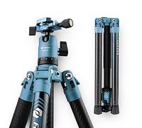 Fotopro 152 CM Trépied de Caméra en Fibre de Carbone avec Rotule 360 1/4 Plaque de Dégagement Rapide Trépied Professionnel DSLR pour Appareil Photo Charge Maximale 10 kg Bleu