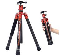 Fotopro 163 CM Trépied de Caméra en Fibre de Carbone avec Monopode Rotule 360 1/4 Plaque de Dégagement Rapide Trépied de Voyage Léger pour Appareil Photo Charge Maximale 12kg X Aircross 3 Orange