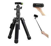 Fotopro Mini trépied avec rotule pour téléphone portable - Perche à selfie amovible - Pliée seulement 21,8 cm - Charge maximale : 3 kg - FY-810 - Noir