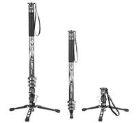 Fotopro Monopode 3 en 1 en fibre de carbone avec pédale, monopode de voyage en fibre de carbone avec pieds, charge maximale de 10 kg pour stabilisateur d'appareil photo reflex numérique, kit de