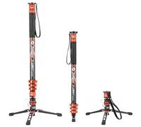 Fotopro Monopode 3 en 1 en fibre de carbone avec pédale, monopode de voyage en fibre de carbone avec pieds, charge maximale de 10 kg pour stabilisateur d'appareil photo reflex numérique, kit de