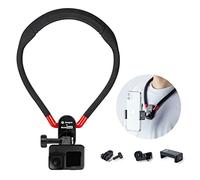 Fotopro POV Neck Selfie Holder with Clip, Silicone Vertical Mount Kit, Flexible Neck Mount for Action Camera, Phone, Black