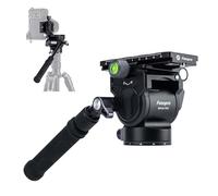 Fotopro Tête de trépied fluide vidéo avec plaque à dégagement rapide et poignée amovible, charge maximale 5 kg pour caméscopes DSLR