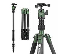 Fotopro Trépied compact en fibre de carbone de 152,4 cm avec tête sphérique, plaque de dégagement rapide, monopode amovible, charge jusqu'à 8 kg, X-go E 2 en fibre de carbone, vert