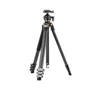 Fotopro Trépied compact en fibre de carbone, pieds profilés de 152,4 cm, trépied de voyage professionnel, charge maximale de 15 kg avec sac résistant aux intempéries, tête sphérique super large, noir