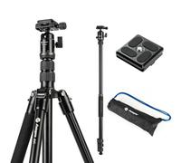 Fotopro Trépied de voyage compact en aluminium de 152,4 cm avec tête sphérique à 360° et plaque à dégagement rapide pour appareil photo reflex numérique A4I/A5I (noir, 185,4 cm A4i)