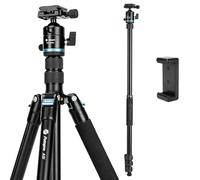Fotopro Trépied de voyage compact en aluminium de 185,4 cm avec rotule à 360° et plaque à dégagement rapide pour appareil photo reflex numérique, A4I A5I (bleu, 203,2 cm)