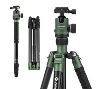 Fotopro Trépied de voyage compact et robuste pour appareil photo reflex numérique de 172,7 cm avec tête sphérique, monopode amovible avec plaque à dégagement rapide et sac, charge jusqu'à 12 kg