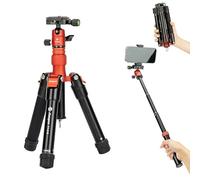 Fotopro Trépied de voyage compact léger de 140 cm, mini trépied multifonction avec tête sphérique en aluminium, support de téléphone amovible, pliable seulement 21,8 cm, charge maximale jusqu'à 3 kg