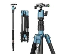 Fotopro Trépied de voyage en fibre de carbone de 157,5 cm, trépied compact pour appareil photo avec rotule, monopode amovible avec plaque de dégagement rapide Arca-Swiss et sac, charge jusqu'à 8 kg