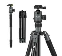 Fotopro Trépied pour appareil photo reflex numérique de 172,7 cm, trépied de voyage léger avec rotule, monopode amovible avec plaque à dégagement rapide et sac, charge jusqu'à 12 kg (gris)