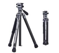 Fotopro X-Aircross 3 Lite Video Trépied de Voyage léger de 154 cm avec tête Fluide 1 kg Ultra léger et Portable en Fibre de Carbone pour Appareil Photo Reflex numérique Charge jusqu'à 10 kg Gris