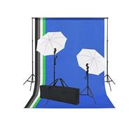 vidaXL Kit de studio photo 5 toiles de fond colorées et 2 ombrelles