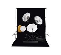vidaXL Kit de studio photo avec lampes toile de fond et réflecteur Noir