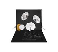 Fotostudioset met lampen, paraplu's, achtergrond en reflector3067092