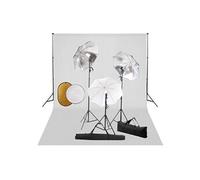 Fotostudioset met lampen, paraplu's, achtergrond en reflector3067093