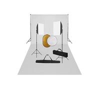 Fotostudioset met softboxlampen, achtergrond en reflector3067059