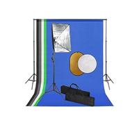 Fotostudioset met softboxlampen, achtergrond en reflector3067098